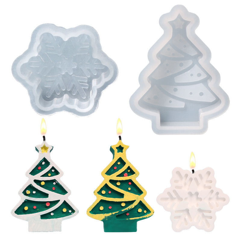 Candle Mold Christmas Tree Snowflake Silicone Drop Glue