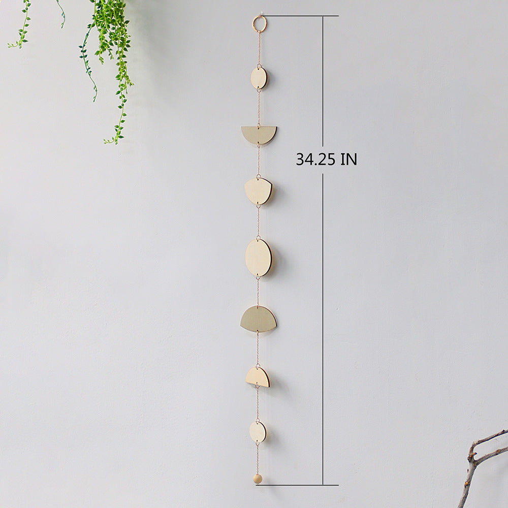 Star And Moon Wood Chip Pendant Bohemian Wall Decoration