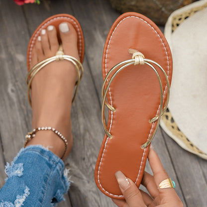 Large Size Flat Bottom Slippers Women's Flip-flops Casual Beach Sandals