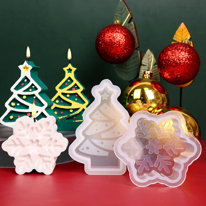 Candle Mold Christmas Tree Snowflake Silicone Drop Glue
