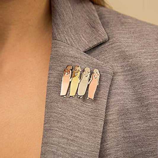Fashion Jewelry Pink Enamel Pin Metal Heart Bond Between Three Sisters Designer Brooch Broches Vintage Brooches For Women