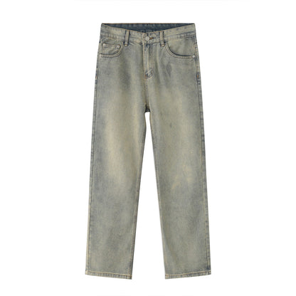 Black And White Basic Simple Jeans Men's Slim Trousers