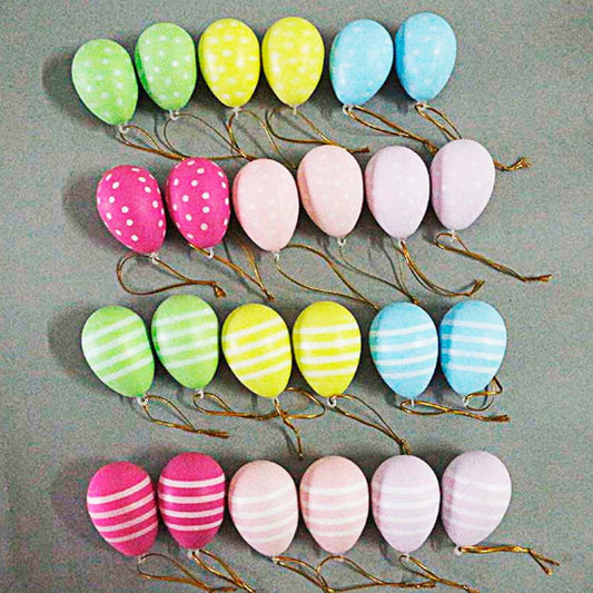 Striped Spotted Easter Plastic Egg Cartoon Decoration