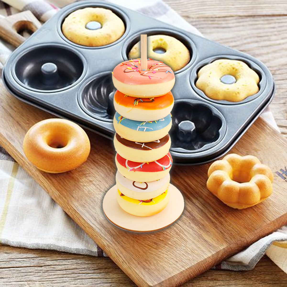 Wooden Donut Rack Party Decoration Candy Car Birthday Party Decoration Child Baby Shower Festival Party Supplies