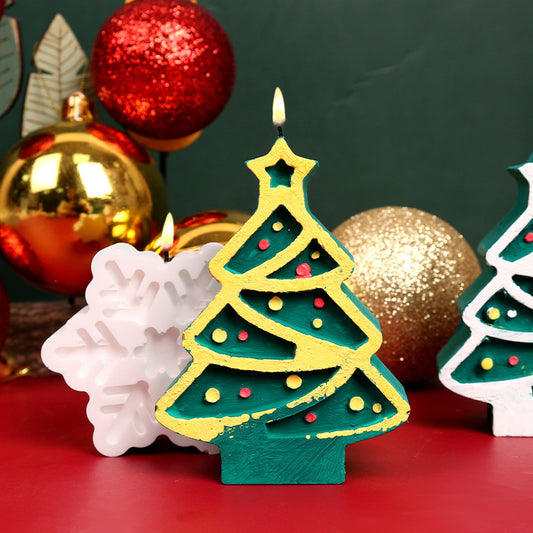 Candle Mold Christmas Tree Snowflake Silicone Drop Glue