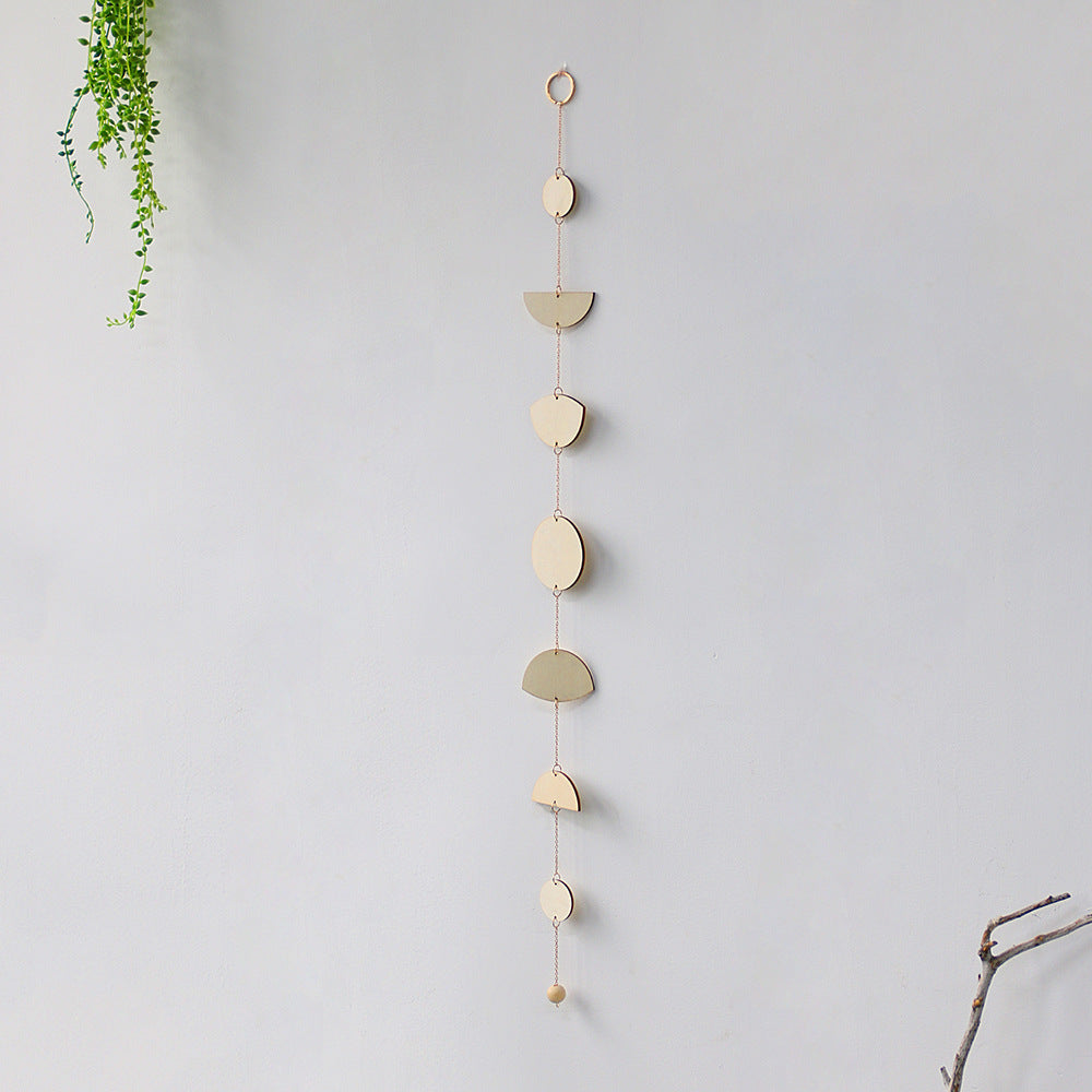 Star And Moon Wood Chip Pendant Bohemian Wall Decoration